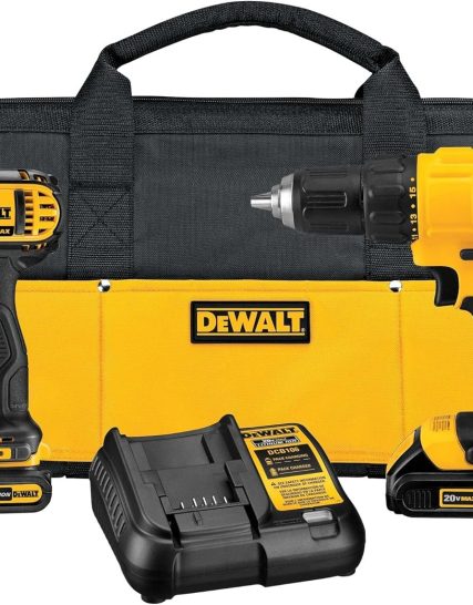 DEWALT 20V MAX Cordless Drill and Impact Driver, Power Tool Combo Kit with 2 Batteries and Charger (DCK240C2)