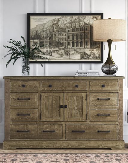 Value Pick RiverLine Casserly 9 Drawer 66'' W Solid Wood Combo Dresser Large Capacity