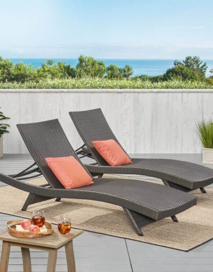 Breton Outdoor Wicker Chaise Lounge (Set of 2)