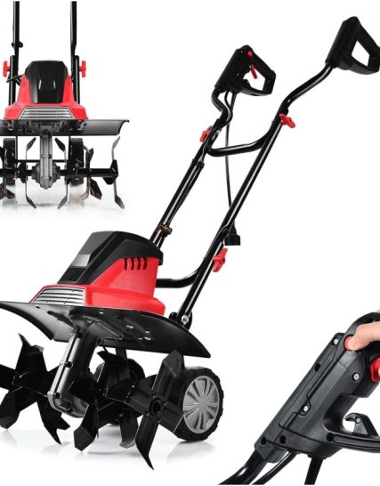 RELAX4LIFE Electric Tiller 1500 W at 400 RPM, Tiller with Working Depth 22 CM, Width 43 CM and 6 Blades, Foldable Handle and Safety Button for Garden (1500W)
