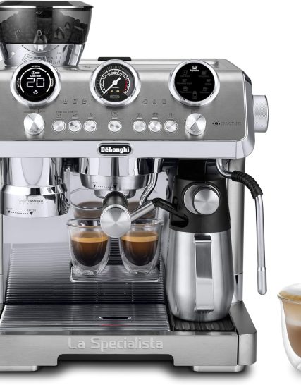 De'Longhi La Specialista Maestro Espresso Machine with Grinder, Auto & Manual Milk Frother – Bean-to-Cup Cold Brew Coffee with Cold Extraction Technology, Variable Temp & Tamping Tool, 8 Drink Presets